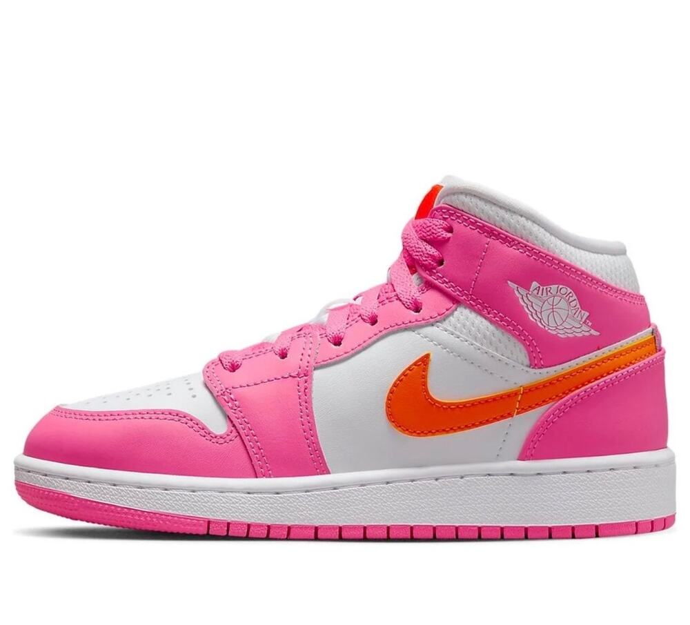 Nike Air Jordan 1 Mid GS Pinksicle Safety Orange White DX3240-681 Size 6Y US